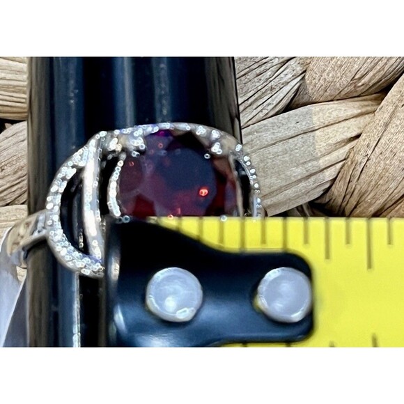 NWT Cushioned Garnet On Rhodium Plating Ring Size 9.75 Mob Wife Statement - Picture 10 of 10